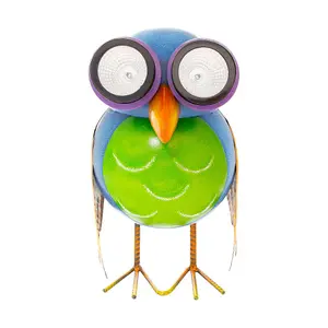 Metal Owl Garden Ornament With Solar Powered Light