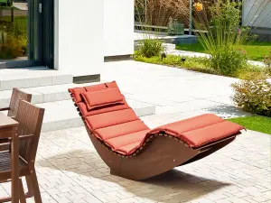 Beliani Traditional Sun Lounger Wood Red BRESCIA