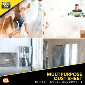 8pk Plastic Dust Sheets for Decorating, 3.6m x 2.7m Large Dust Sheets for Furniture, Dust Sheet Plastic Sheets for Painting, Dust