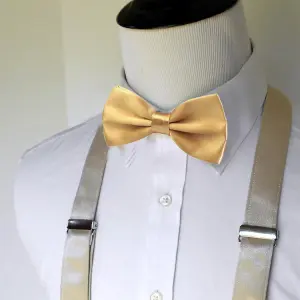 Champagne Satin Polyester Bow Tie for Casual & Formal Wear, Wedding Party Accessory