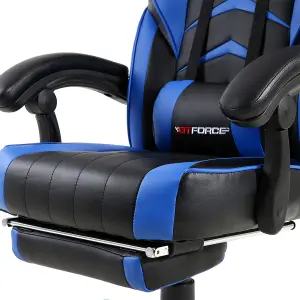 GTForce Turbo Reclining Sports Racing Gaming Office Desk Pc Car Faux Leather Chair (Blue)