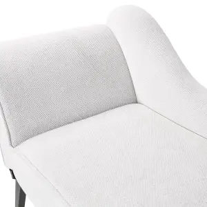 Left Hand Fabric Chaise Lounge White BIARRITZ