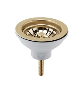 Fireclay Kitchen Bundle - Single Bowl Belfast Sink, Strainer Waste & Bridge Lever Tap, 795mm - Brushed Brass - Balterley