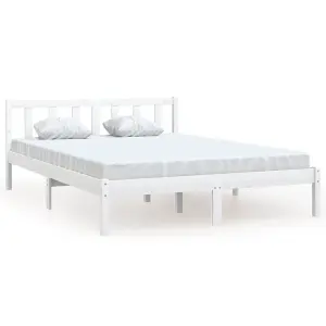 Berkfield Bed Frame White Solid Pinewood 120x200 cm