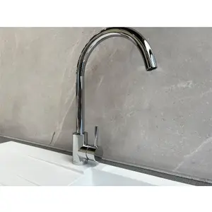 Reginox Chrome Stainless Steel Kitchen Sink Tap TARAVO CH Swan Neck Deck Mounted