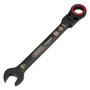 Draper Tools Expert HI-TORQ Metric Flexible Head Ratchet Combination Spanner, 19mm, Black