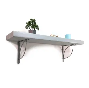 Wooden Rustic Shelf with Bracket TRAMP 220mm 9 inches Antique Grey Length of 120cm