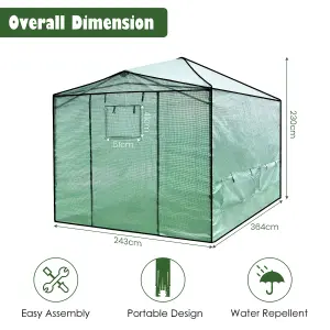 Costway 3.6 x 2.4 m Folding Pop-up Greenhouse Walk-in Gardening Greenhouse