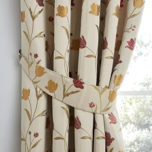 Juliette Floral Jacquard Fully Lined Pair of Pencil Pleat Curtains