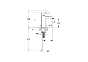 VitrA Flow Line Matt Black Square Large Basin Mixer