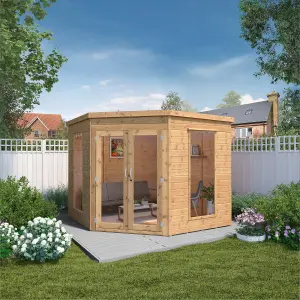 Mercia Corner 8x8 ft with Double door & 2 windows Flat Wooden Summer house