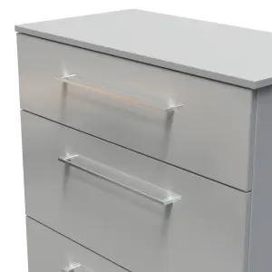 Chester 3 Drawer Deep Chest in Uniform Grey Gloss & Dusk Grey (Ready Assembled)