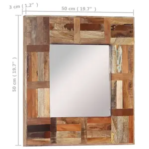 vidaXL Wall Mirror Solid Wood Reclaimed 50x50 cm