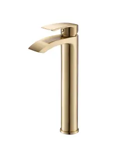 Aquarius Arc Tall Mono Basin Mixer Tap Brushed Brass