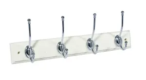 Cream 4 Hook rail, (L)458mm (H)15mm