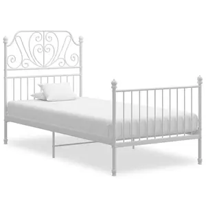 Berkfield Bed Frame White Metal 100x200 cm