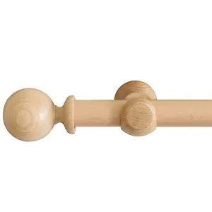 GoodHome Symi Matt Neutral Oak effect Fixed Ball Curtain pole Set, (L)3m (Dia)35mm