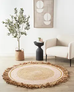 Round Jute Area Rug 140 cm Beige GODEKLI