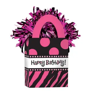 Amscan Tote Happy Birthday Balloon Weight Pink/Black/White (One Size)