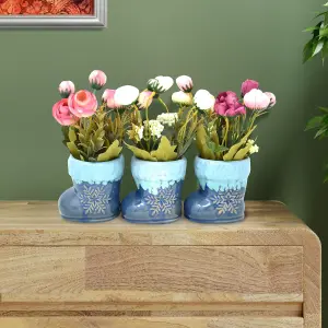 Set Of 3 Artificial Flower Pot Shoe Design Ceramic Plant Pot Ideal For Home Office Garden & Bedroom Decoration Piece