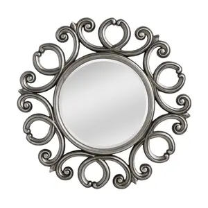 Interiors by Premier Adelere Silver Finish Frame Round Wall Mirror