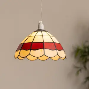 ValueLights Tiffany Style Traditional Red And Cream Pendant Light Shade