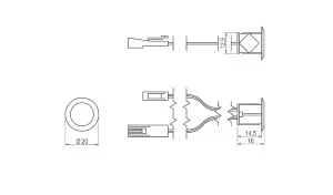 Dimmable touch switch, 12V, max 36W, fi 15, plastic, chrome - W03