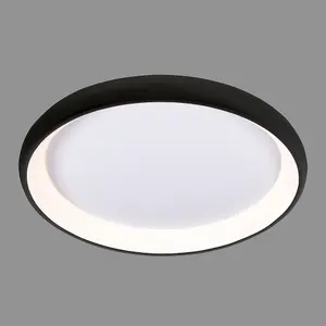 Luminosa Modern LED Flush Ceiling Light Black, Warm White 3000K 2750lm