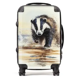 Wading Badger Watercolour Suitcase - Cabin