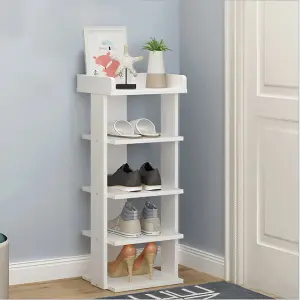 5 Tiers White Shoe Rack Shoe Storage Organizer Stand Space Saving Display Shelf