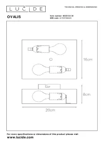 Lucide Ovalis Modern Up Down Wall Light - 2xE14 - Black