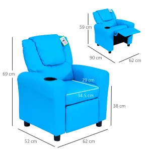 HOMCOM Kids Recliner Armchair Games Chair Children Seat Girls Boys Sofa Blue