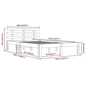 Berkfield Bed Frame White Solid Wood 180x200 cm Super King Size