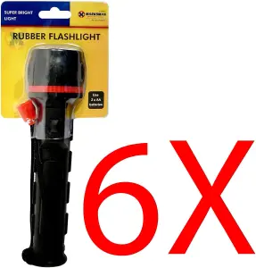 Set Of 6 Rubber Work Light Torch Dark Camping Work Inspection Car Bright Flashlight