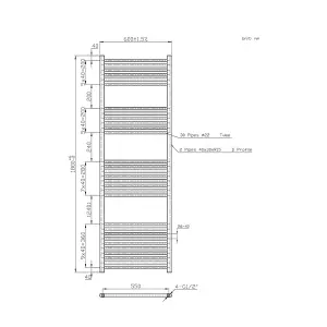 Rinse Bathrooms 800W Electric Heated Warming Towel Rail Bathroom Radiator Black - 1800x600mm