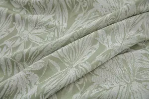 Chenille Jacquard Lined Ring Top Eyelet Curtains 117x137cm Green