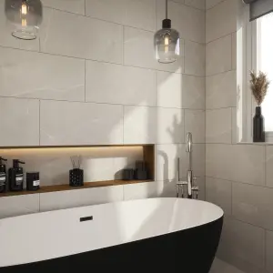 Johnson Tiles Auckland Steel Grey Matt Stone effect Ceramic Indoor Wall & floor Tile Sample