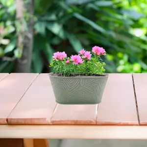 Metal Trough 4pcs Planter Pastel Green 1.5L Herbs Plants Flowers Oval Decor Pots