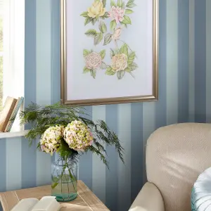 Laura Ashley Lille Blue Stripe Smooth Wallpaper Sample