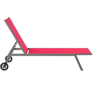 Beliani Modern Sun Lounger Metal Red LEVANZO