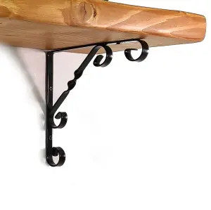 Wooden Rustic Shelf with Bracket WO Black 220mm 9 inches Light Oak Length of 130cm