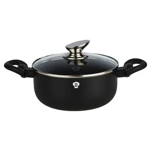 BLAUMANN 5Pc Set Matt Black Colour Cookware Induction Pot Pan Saucepan Casserole Soft Touch Handle