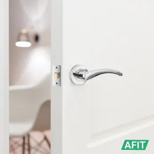 AFIT Polished Chrome Door Handle Latch Set Pack of 6 Internal Door Handles & Latch 66mm - Novi Range