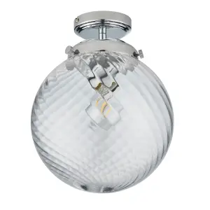 Anson Lighting Merida Bathroom Flush light finished in Chrome plate and clear spiral glass