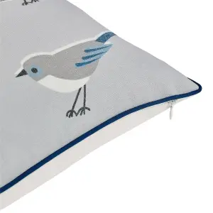 Aventurine Blue & grey Birds Indoor Cushion (L)50cm x (W)30cm