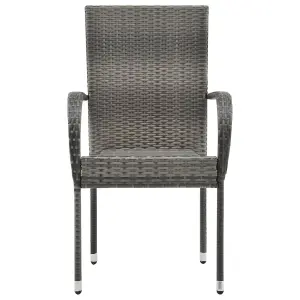 Berkfield Stackable Outdoor Chairs 2 pcs Grey Poly Rattan