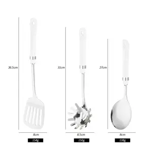 Shela 7 Piece Kitchen Utensil Set (Set of 7) White/Silver