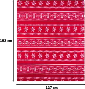 Celebright Christmas Fleece Throw - Large 50 x 60 Inch - Fluffy Microfiber Blanket - Scandi Nordic Red