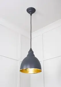 Hammered Brass Brindley Pendant in Slate