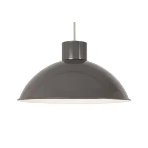 First Choice Lighting Domed Grey Easy Fit Metal Pendant Shades